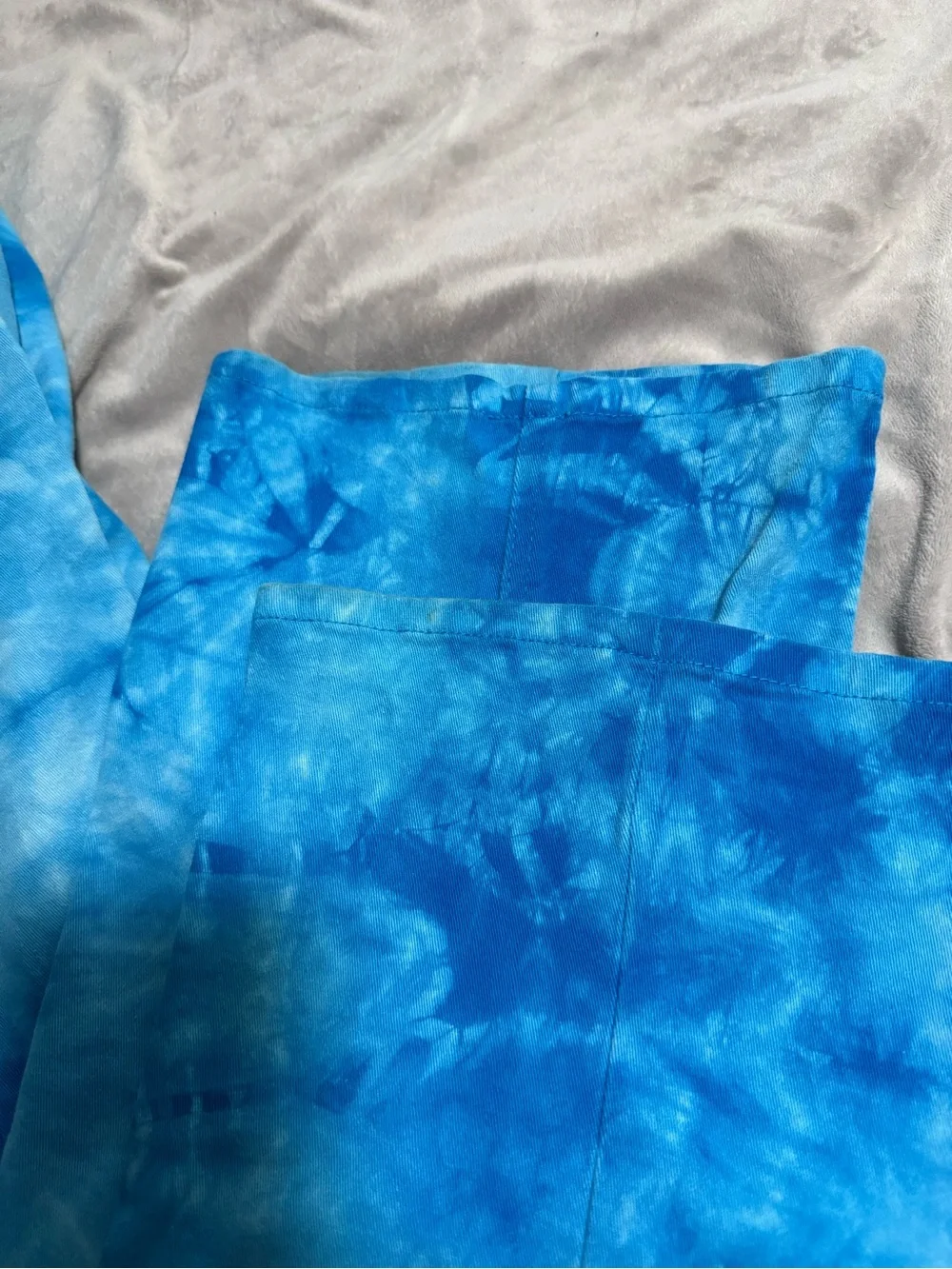 Tie-Dye Blue Flare Jeans - Women’s Wide Leg, flare cut, size 8